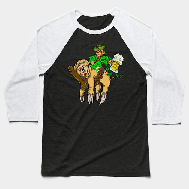 Sloth Irishman Beer Saint Patricks Day Baseball T-Shirt by ShirtsShirtsndmoreShirts